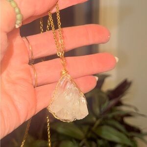 Clear Quartz heart crystal necklace